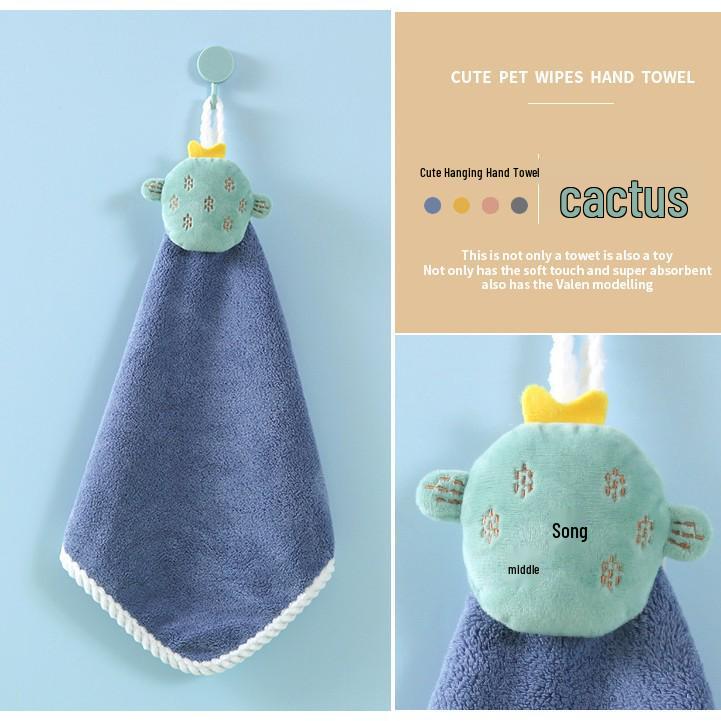 Christmas Cartoon Coral Fleece Hanging Hand Towel - Absorbent for Kitchen & Bathroom