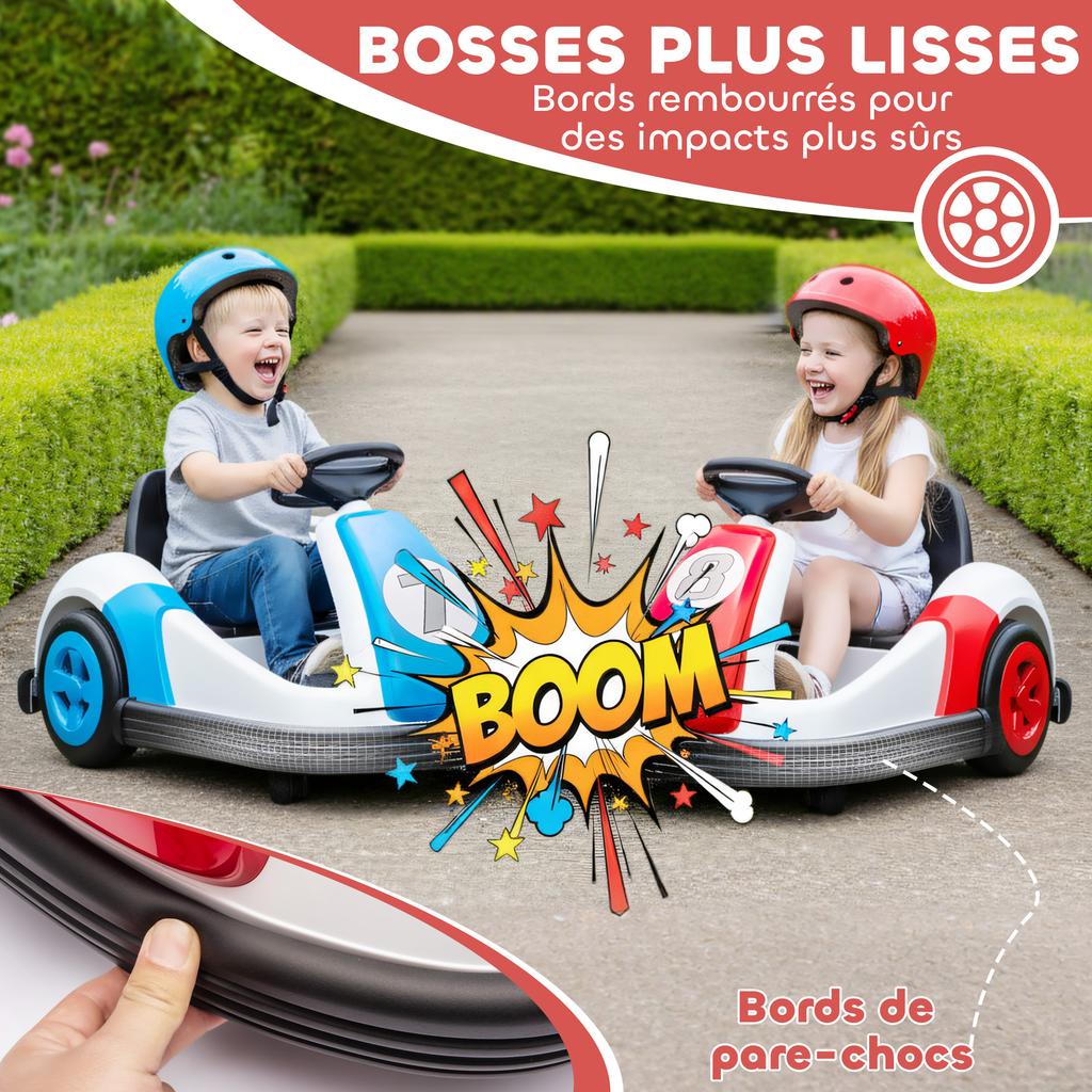Children's bumper car 6V, 360° rotation, children's electric bumper car with dual motor, music and horn