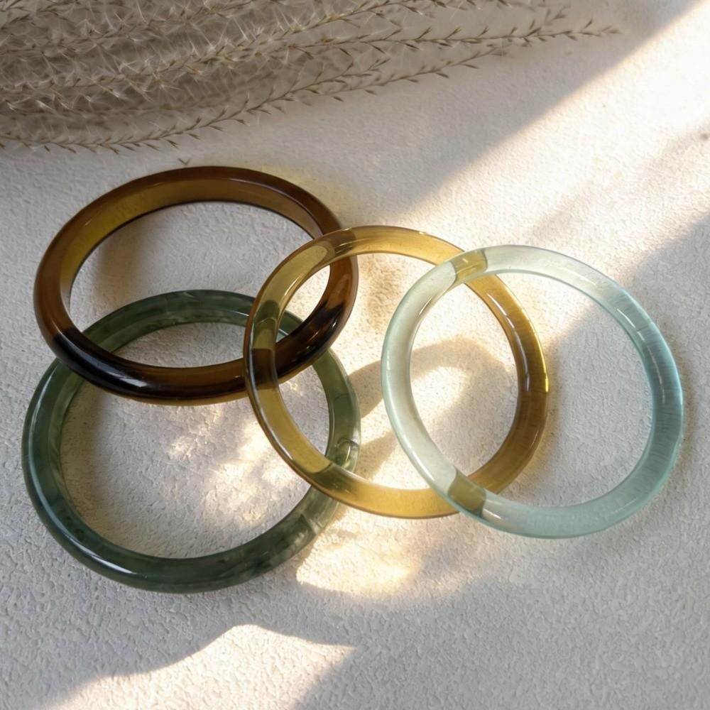 3/4 Pcs Marble Pattern Round Bangles Multicolor Cuff Bracelet Set Thin Resin Bracelet Set Women