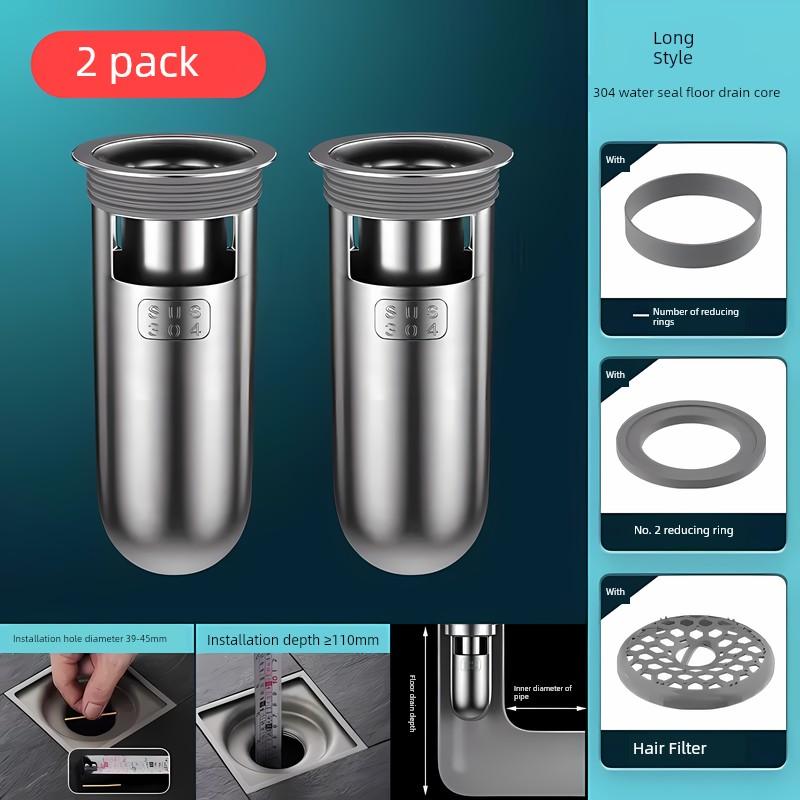Floor Drain Core Anti-Odor Device, Bathroom Sewer Anti-Odor Gadget, Anti-Insect Silicone Cover, Stainless Steel Universal Inner Core