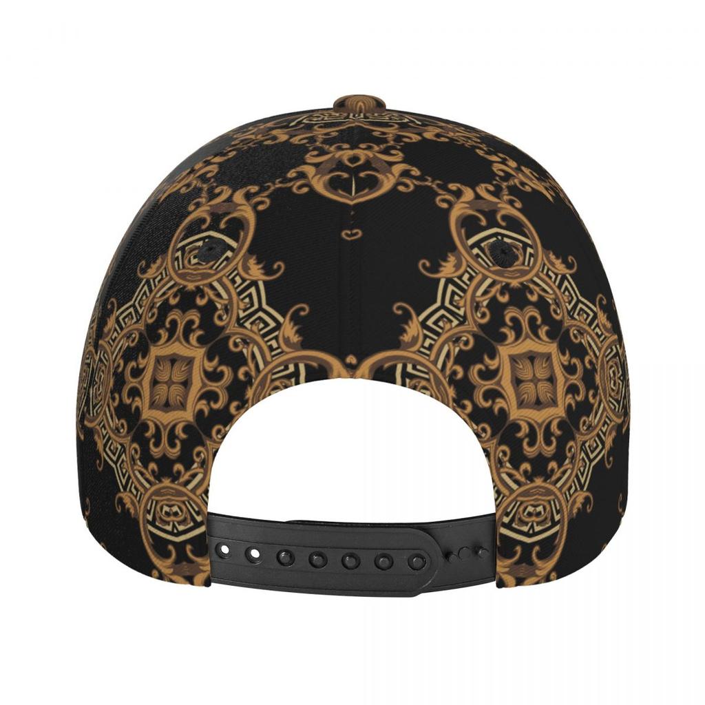 2023 Luxury Modern Baroque Greek Key Baseball Caps for Unisex Women Fashion Outfits Trucker Hat Golden Flowers Meanders Accessories
