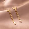 Versatile Geometric Gold Plated Copper Earrings With Faux Pearl For Casual To Formal