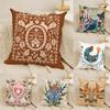 Butterfly, Bird And Flower Print Pillow Case Cotton Linen Fabric Square Zipper Pillowcase Home Decorative Living Room