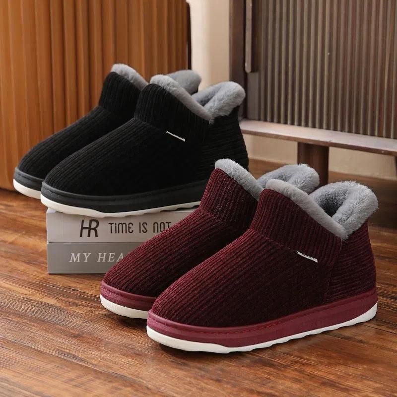 Женские хлопковые тапочки, нескользящая зимняя хлопковая обувь, домашние хлопковые тапочки с плюшевым утолщенным каблуком и толстой подошвой