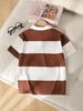 Boys' Short-Sleeve Polo Shirt — Spring/Summer Collection: Everyday Casual, Preppy Style with Retro-Classic Striped Panel Design