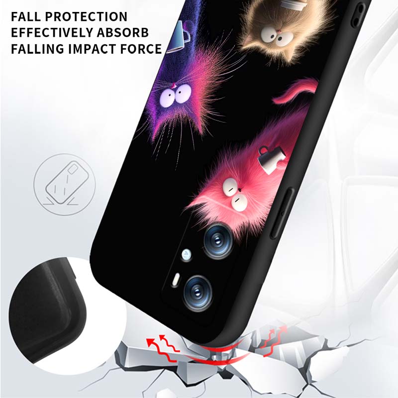 Иллюстрация мультяшного аниме-кота Для OPPO Reno 5 6 7 A96 A40 A58 Realme GT A74 A78 Neo2 A74 A78 Find X5 X3 X7 X8 Черный Чехол для Телефона