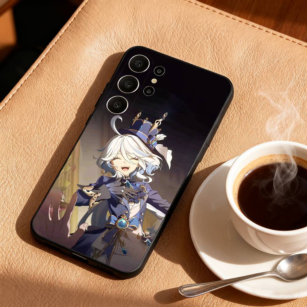 Чехол для телефона Genshin Impact Fennina для Samsung S26,S25,24,23,22,30,21,10,9,Ultra,Plus,Lite,Черный Мягкий Чехол