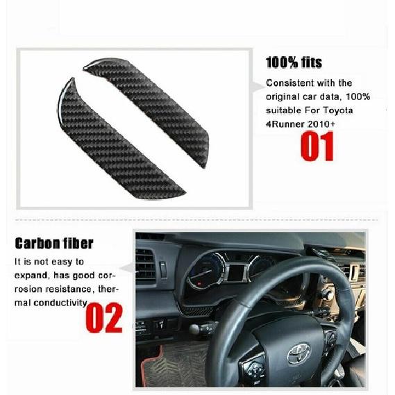 Dashboard Side Panel Cover Trim For 4Runner 2010- Real Carbon Fiber