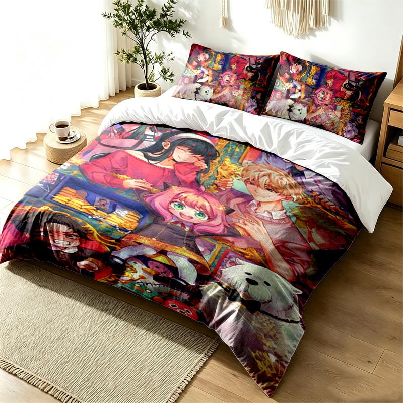 Spy x Family 3pc Duvet Cover Set Simple Modern Bedding Set Wrinkle Resistant Soft Fabric All Season Use a perfect gift