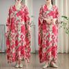 2025 Женское Весеннее Свободное Платье Плюс Размер Винтаж Элегантный Хлопок Льняной Повседневный Базовый Цветочный Новый Длинный Платье