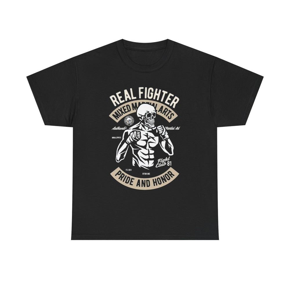 Мужская футболка с графическим принтом Real Fighter MMA Бокс Зал Унисекс Плотный Хлопок Унисекс Футболка