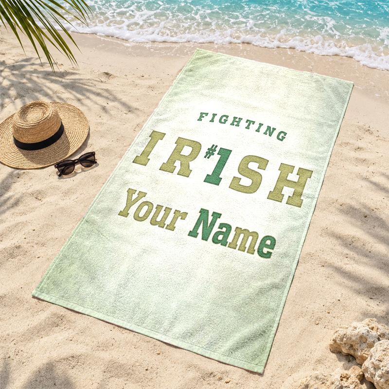 Fighting Irish Custom Name Beach towels also serve as bath towels summer essential a musthave for the outdoors the beach and the pool