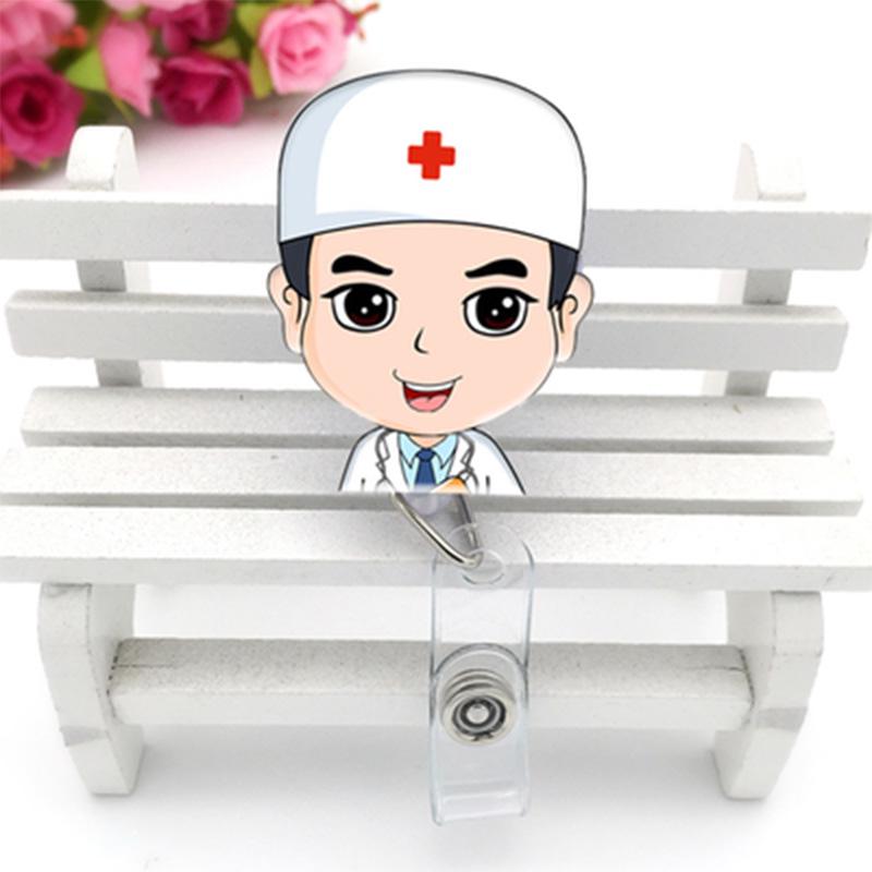 Модная идентификационная карточка с именем, выдвижная медсестра, врач, мультяшная кнопка, держатель для бейджа, школьные принадлежности, милый экспонат