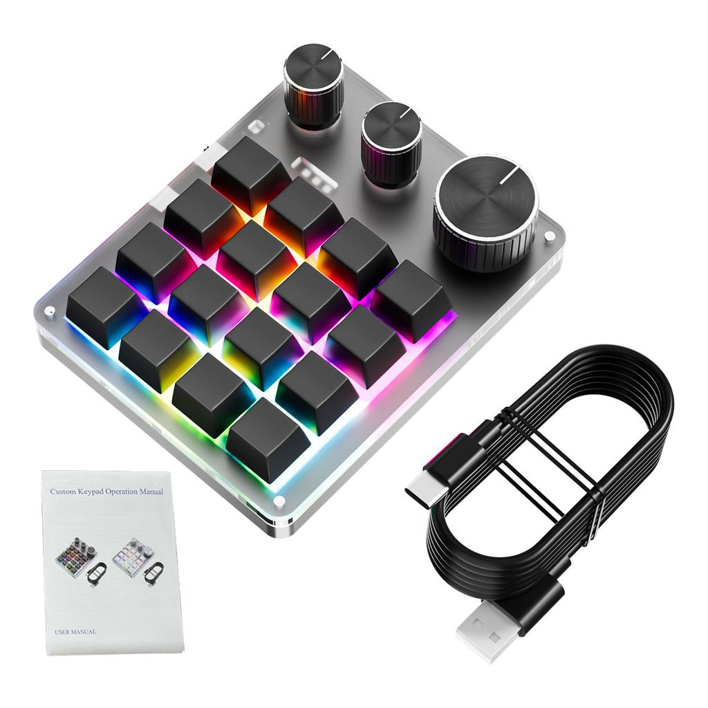 Программируемая ro Клавиатура 16 клавиш 3 ручки Игровая клавиатура с проводным USB+ Режим Регулятор громкости