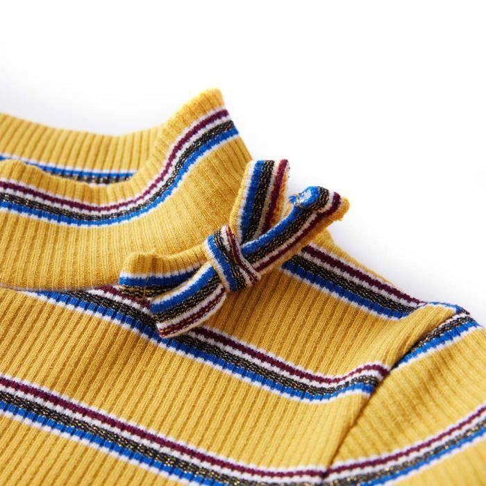 Children's Long-sleeved T-shirt with 2-color Stripes and 5 Sizes Available