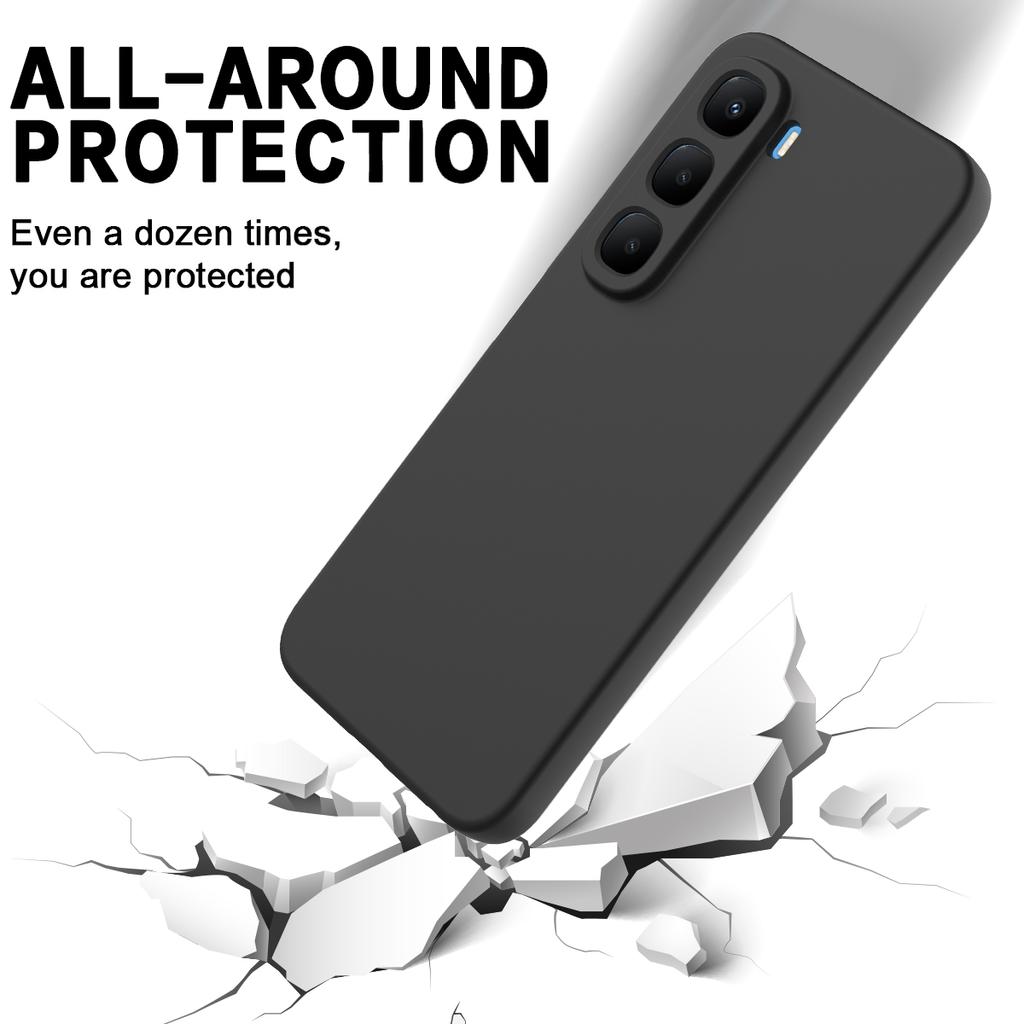 For Infinix Hot 60 Pro 4G Liquid Silicone Case Phone Back Cover with Hand Strap