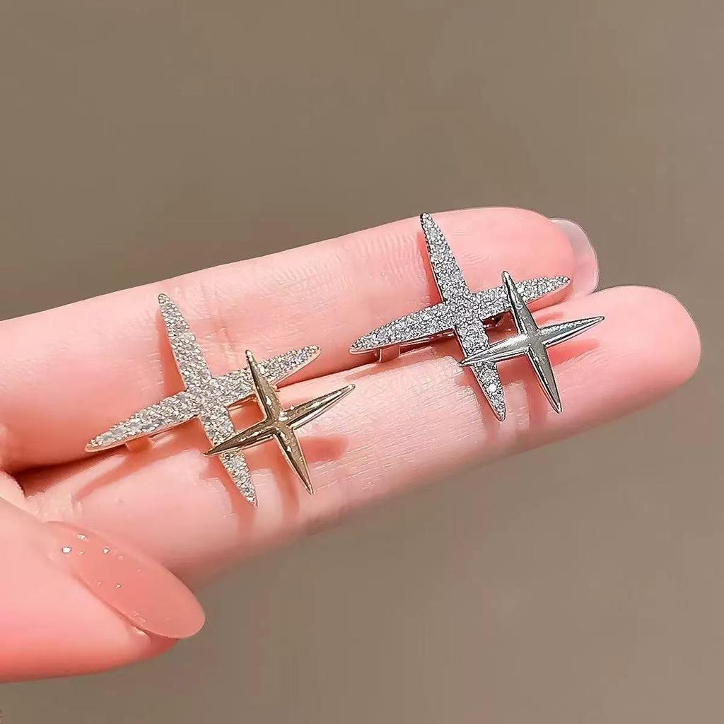 Cross Star Unisex Brooch: High-End Micro-Paved Zircon Lapel and Safety Pin Accessory