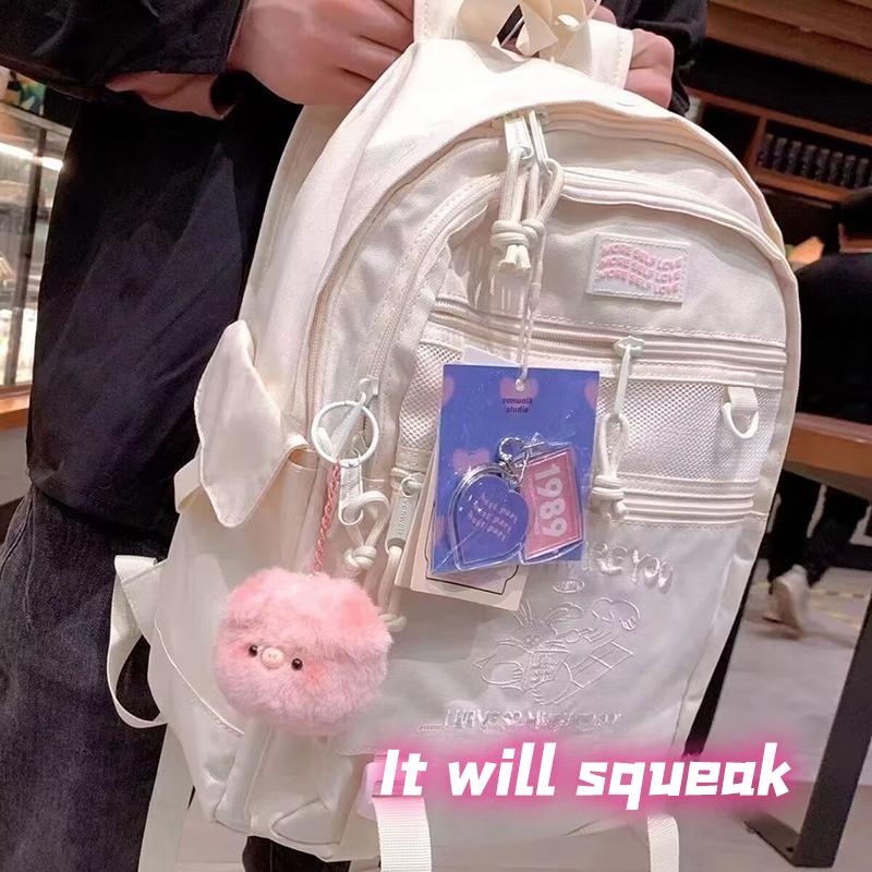 Kawaii Милый Маленький Голова Свиньи Рюкзак Подвеска Аксессуары Мультяшные Плюшевые Брелки Креативный Модный Автомобильный Брелок Подвеска Подарки