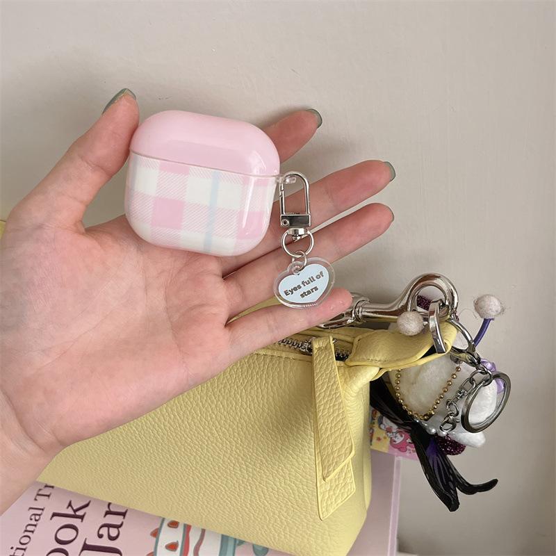 Корейский розово-белый клетчатый чехол для наушников AirPods 1-го поколения для чехла наушников Pro1-го поколения AirPods 1-го поколения