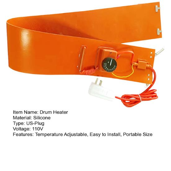 Нагреватель для бочек 110 В, регулируемая температура от 30 до 150 градусов по Цельсию, металлическая грелка для масляной бочки объемом 55 галлонов, силиконовая грелка для бочек