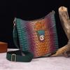 Crossbody Bag Vintage Women's Bag Multi-colored Brahmin Crocodile Print Bag