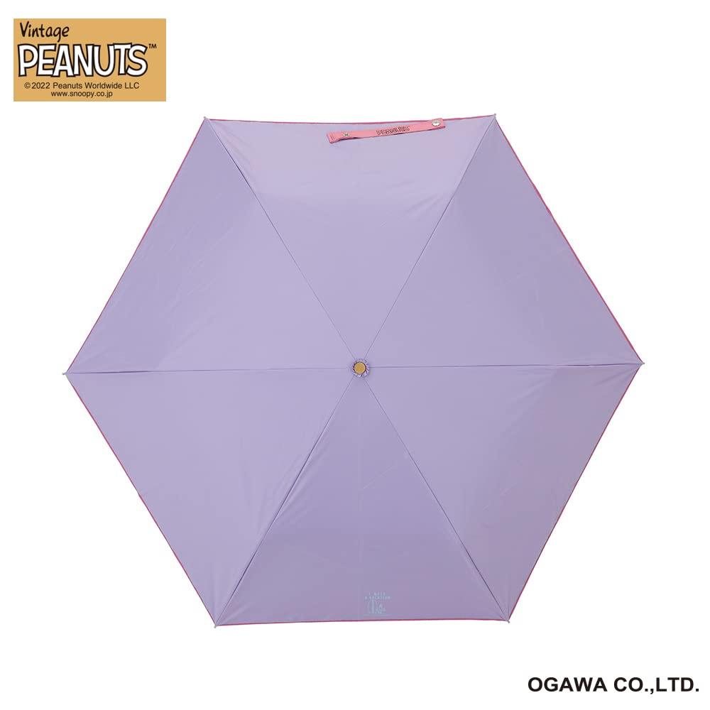 Складной зонт Ogawa Snoopy Parasol для женщин с защитой от ультрафиолета, защитой от тепла, водоотталкивающий, арахисовый, фиолетовый, розовый, 50 см, 6 спиц, 56169 99,9%
