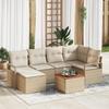 7-Piece Garden Sofa with Beige Cushions In Poly Rattan, 2-Seater Garden Sofa with Storage and Cushions 3356398