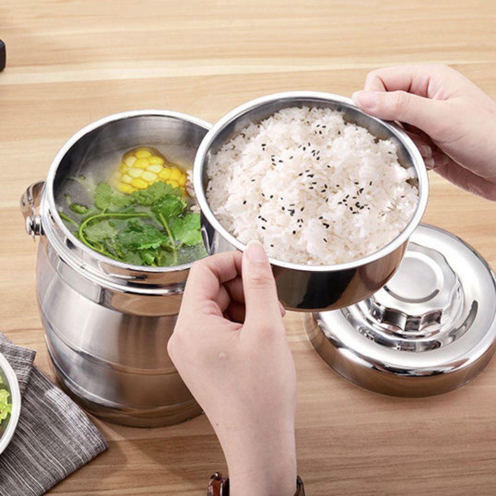 Stainless Steel Thermos Food Jar Foldable Handle Insulated Pot Portable Thermal Lunch Box  School