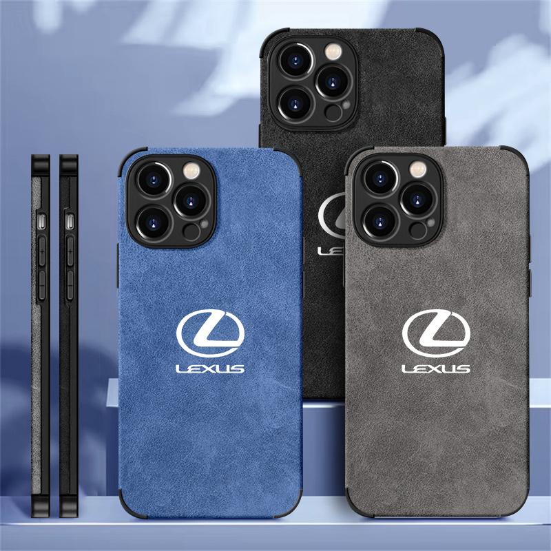 Автомобиль Для Lexus Эмблема Замша Все Включено Чехол Для Телефона Для iPhone 16 15 13 14 12 Pro Max Mini 8 XR XS 16 Plus 15Pro MAX Чехол Оболочка