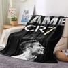 Custom Name,Cristiano Ronaldo Black White CR7 Portrait Printed Flannel Blanket, soft throw for bedroom sofa, washable,fan merchandise, great gift.chl