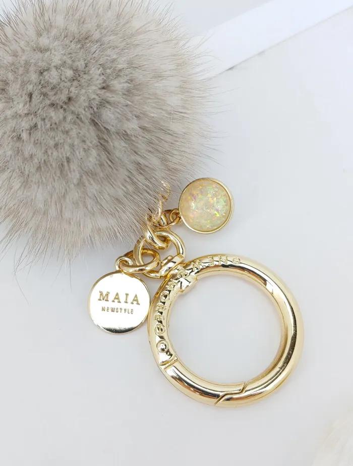 [Maia] Mink Fur Keyring & Charm - Gray