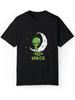 Men's ''I Need More Space'' Alien Graphic Cotton T-Shirt - Black Casual Round Neck
