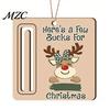Santa Claus Hanging Decorations Rustic Reindeer Money Holder Ornament, Wooden Cash Gift Card Vintage Style Wood Ornaments Clip with Slot, Christmas