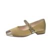 Spring Shoes Closed Toe Sandals Buckle Strap Summer Heels Mary Jane Suit Female Beige Med  Women's Girls Block Low Fashion B