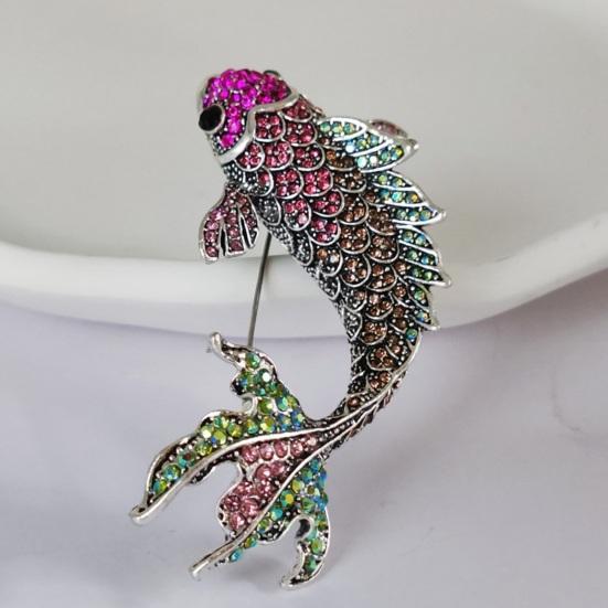 Женская брошь в форме рыбы со стразами, декоративная, противоскользящая, износостойкая, для пальто, воротника, шапки, шарфа