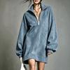 Women's Fashion Long Sleeve Half Zip Casual Dress for Fall and Winter Wear