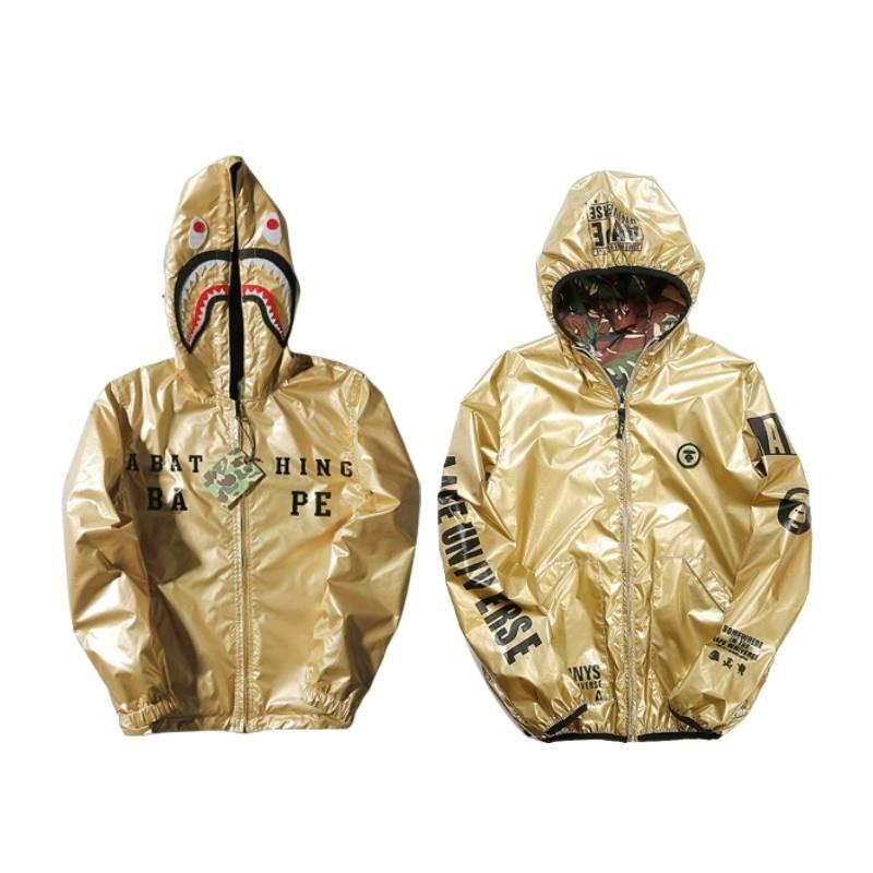 Принт Голова акулы Золотое Худи с длинным рукавом Модная одежда Подарки