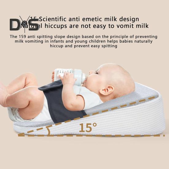 Подушка-клиновидная подушка для новорожденных с защитой от перекатывания для младенцев 0-12 месяцев, угол наклона 15 градусов, для облегчения рвоты при кислотном рефлюксе, поддерживающая подушка-клиновидная подушка для кормления ребенка