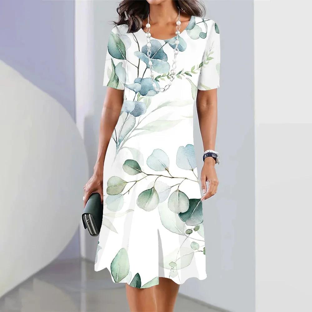 Новые женские платья с ботаническим и цветочным принтом, элегантные длинные платья больших размеров, женская одежда, цельное платье