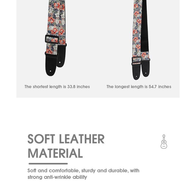 Printed guitar strap, PP guitar strap, universal strap, heat transfer printed instrument ribbon, double-layer thickened