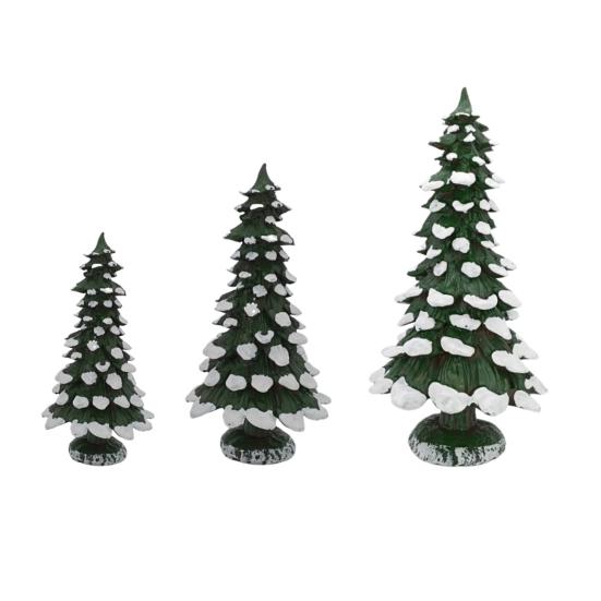 15/20/25CM Mini Christmas Tree Ornament Miniature Snow Xmas Tree Resin Statue Figurine Home Office Holiday Party Decoration