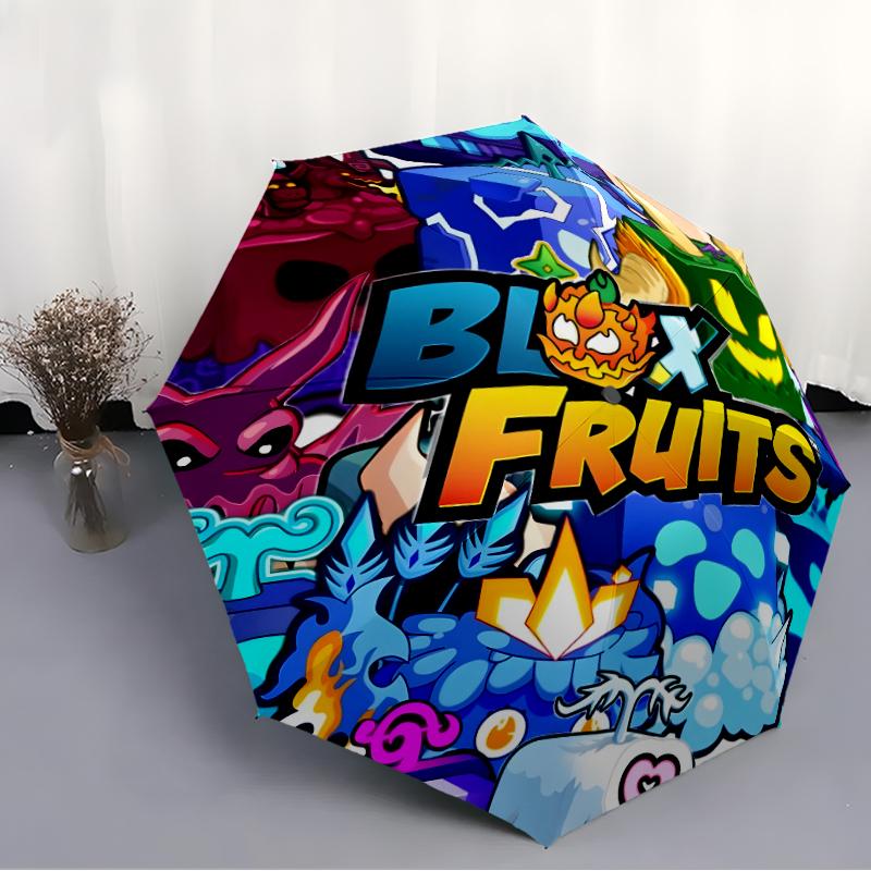 Модный автоматический складной зонт Blox fruit с открытием/закрытием. Портативный и складной, идеально подходит для подарка, путешествий и повседневного использования.