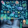 DECOWALL Наклейки на стену «Морские обитатели» Морской настенный декор для легкого нанесения Светящиеся в темноте - Светящиеся, Светящиеся ночью, Дельфин, Кит, Медуза,