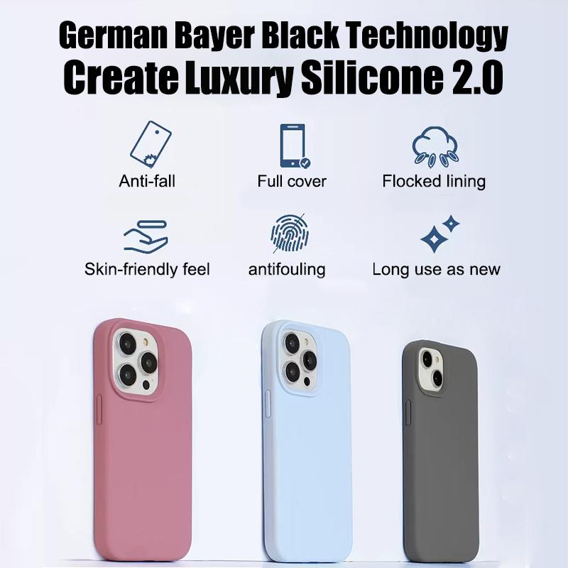 Liquid Silicone Phone Case For 11 13 12 14 15 16 Pro Max Plus 16E Cases Shockproof Protective Back Cover