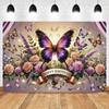 Spring Floral Balloon Butterfly Decor Happy Birthday Photography Background Baby Shower Kids Birthday Party Custom Name Backdrop