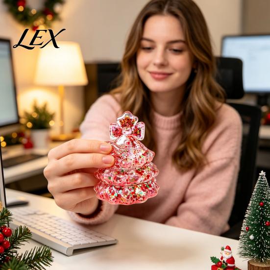 Mini Tree Fidget Toy Glitter Christmas Squeeze Toy, Xmas Sensory for Stress Relief, Clear TreeToy Slow Rise Holiday Gift Kids Adults