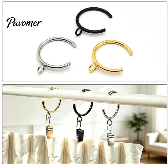 Metal Rings for Window Drapes 10Pcs C Shaped Curtain Rings, Heavy Duty Bypass Large Treatments Passing Drapery with Eyelets French Return Rods Smooth