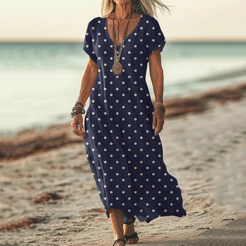 Bohemian Retro Print Raglan Sleeve Summer Maxi Dress