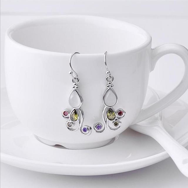 Очаровательные серьги из стерлингового серебра 925 пробы для женщин, аксессуары, винтажные серьги с каплями воды и кристаллами, зеленые серьги-капли для девочек, ювелирные изделия