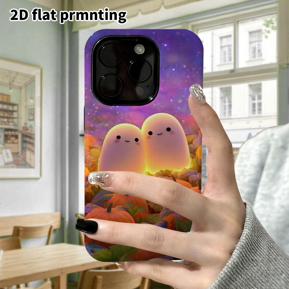 Phone Case: 2D flat design suitable for iPhone 18 17 16 15 14 13 Pro film protective case, couple style, ghost buddy, Christmas and Halloween gifts
